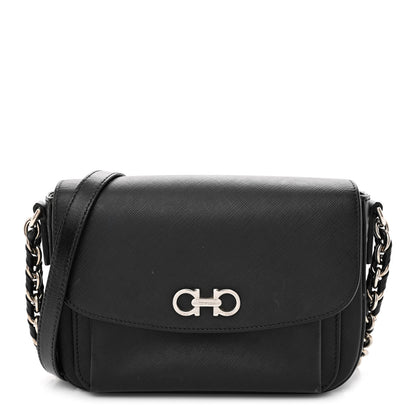 Salvatore Ferragamo Saffiano Sandrine Shoulder Bag Black 1 of 16