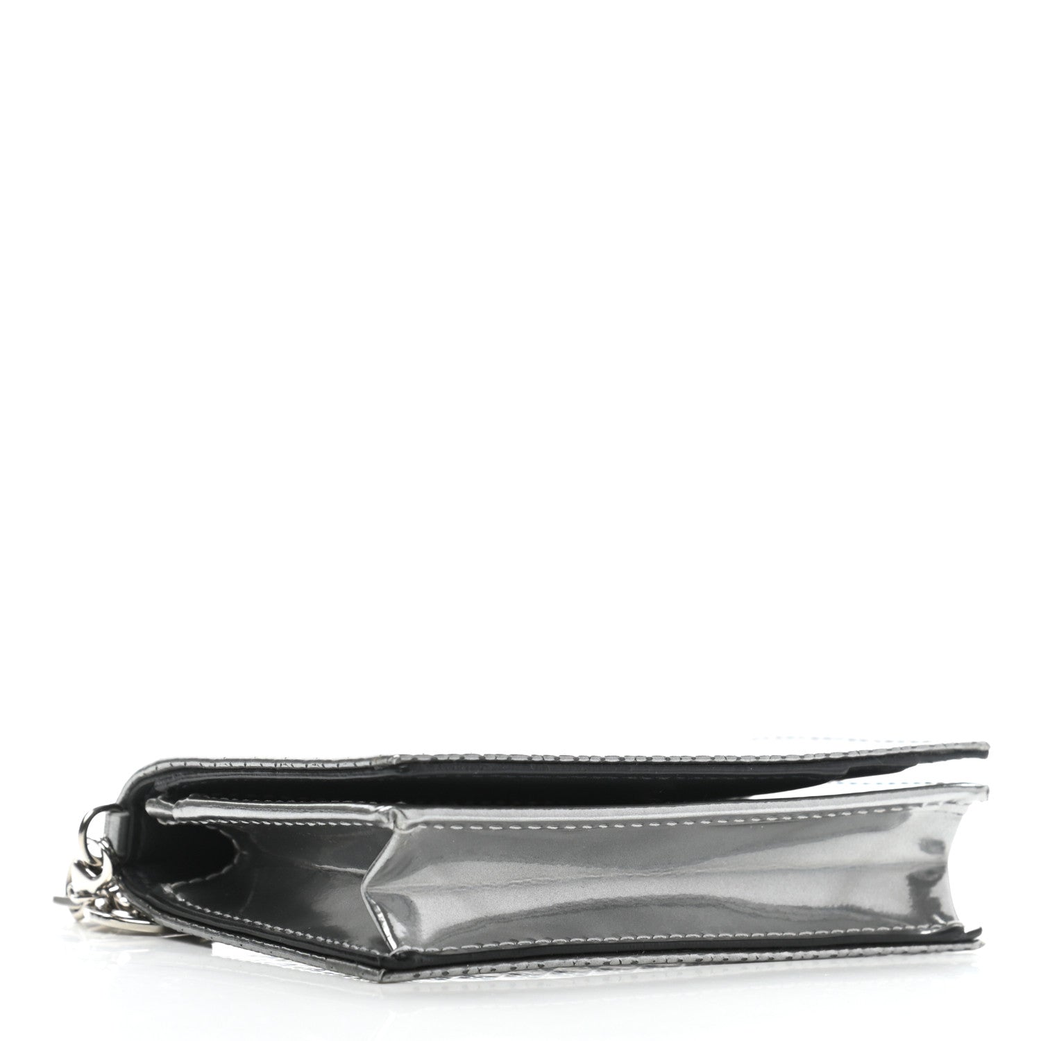 Christian Dior Metallic Patent Micro-Cannage Lady Dior Card Holder Silver 4 of 7