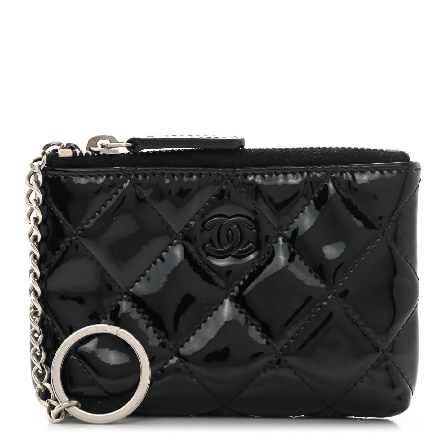 Patent Quilted Key Pouch So Black