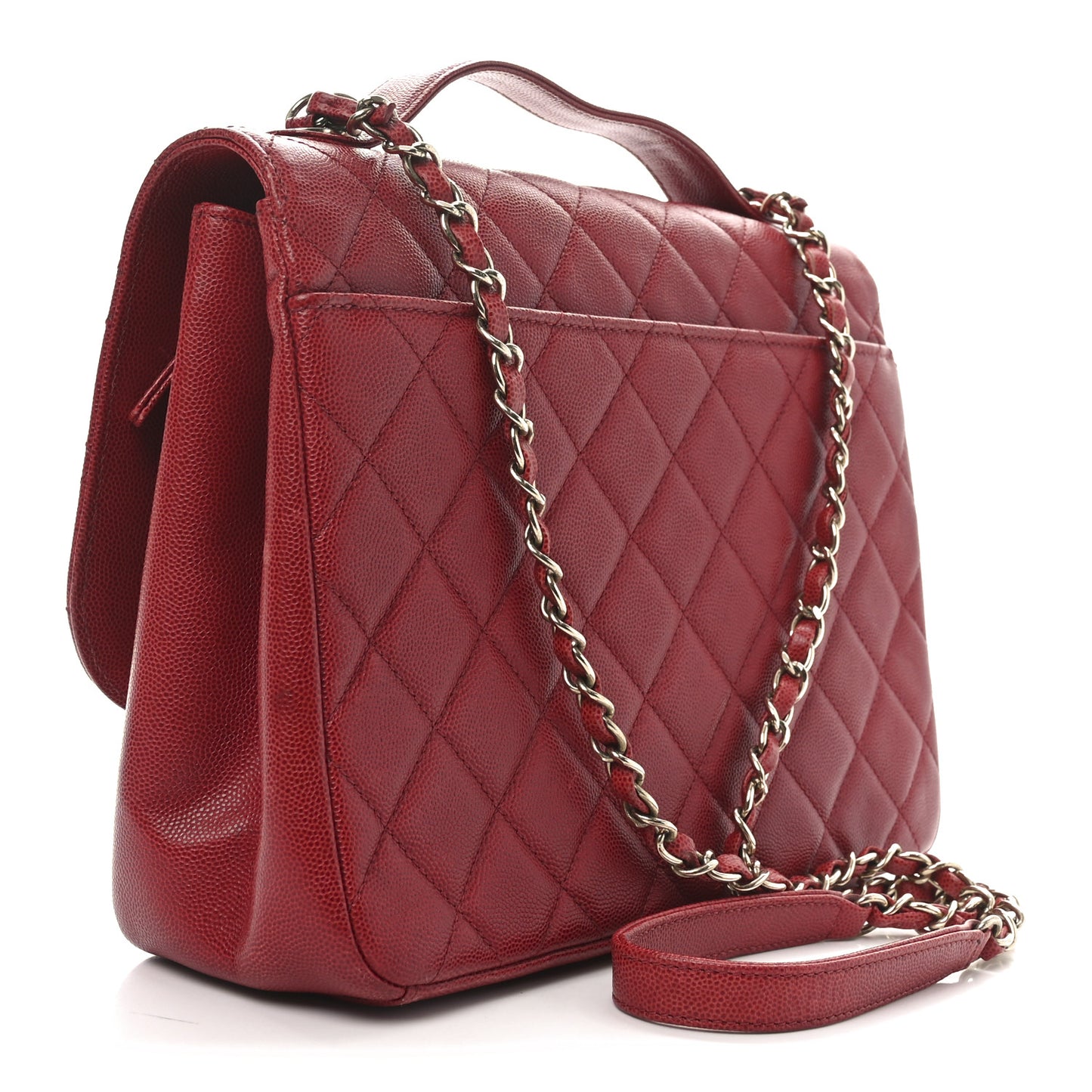 Caviar Quilted Large Business Affinity Flap Red