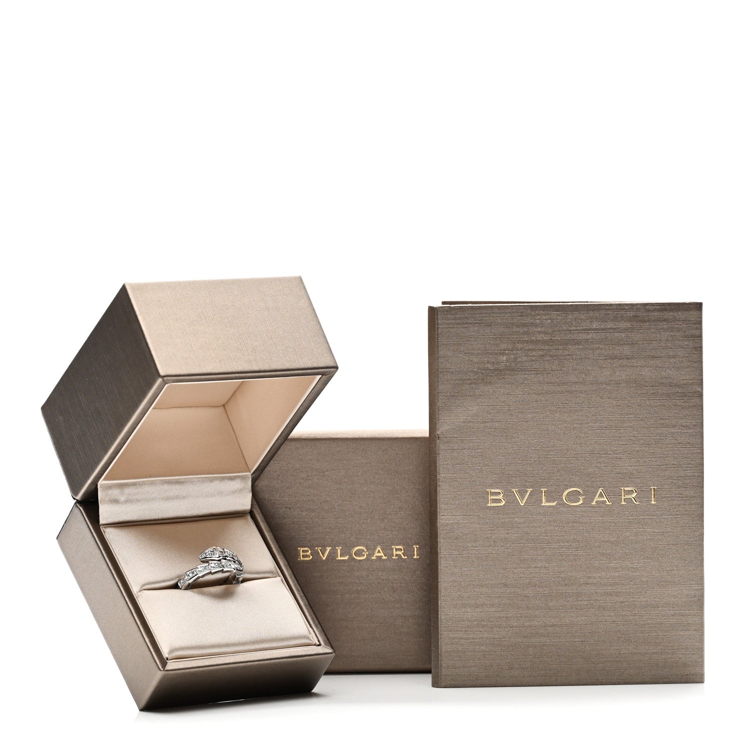 Bulgari 18K White Gold Diamond Serpenti Viper Pave Ring M 4 of 4