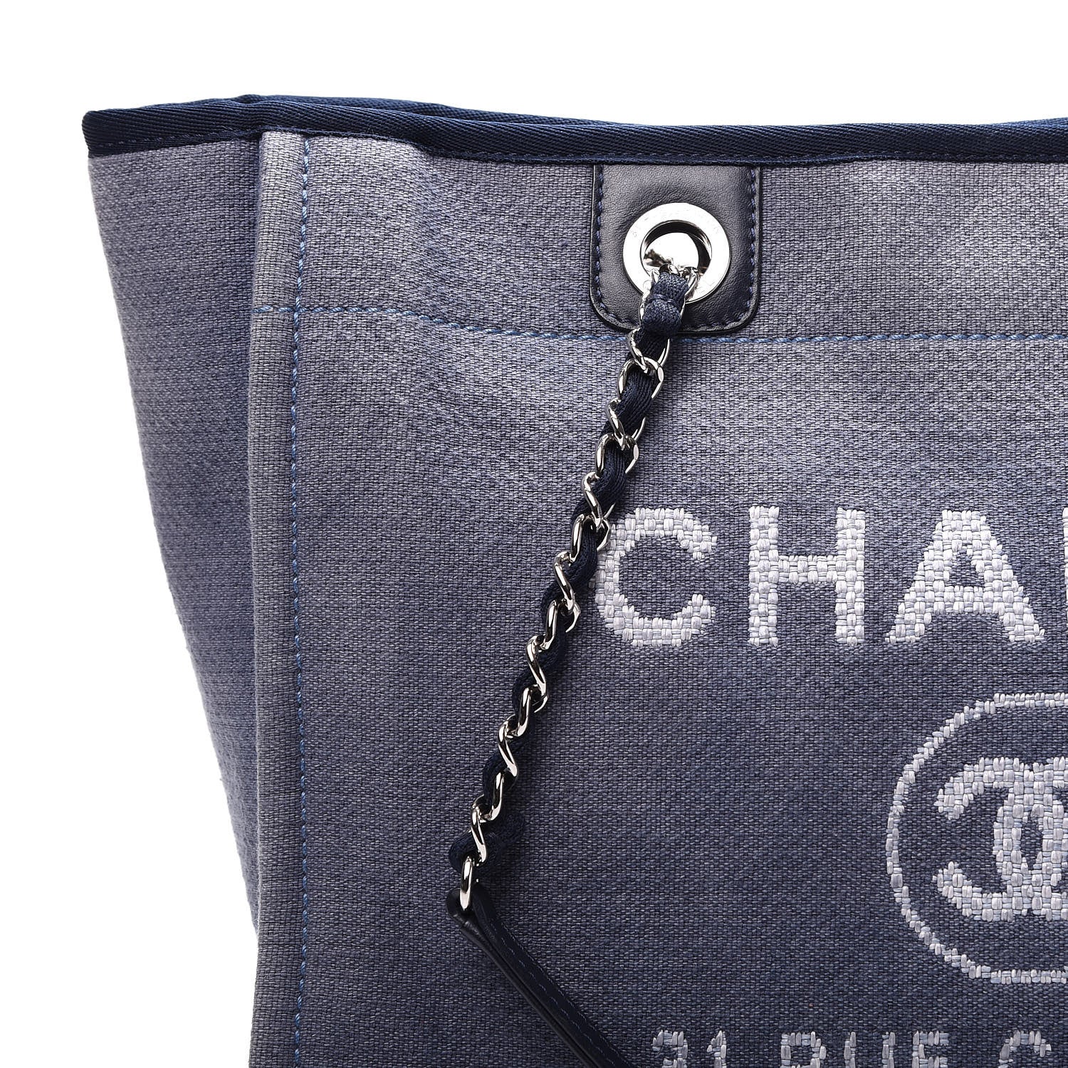 Chanel Canvas Small Deauville Tote Blue 9 of 10