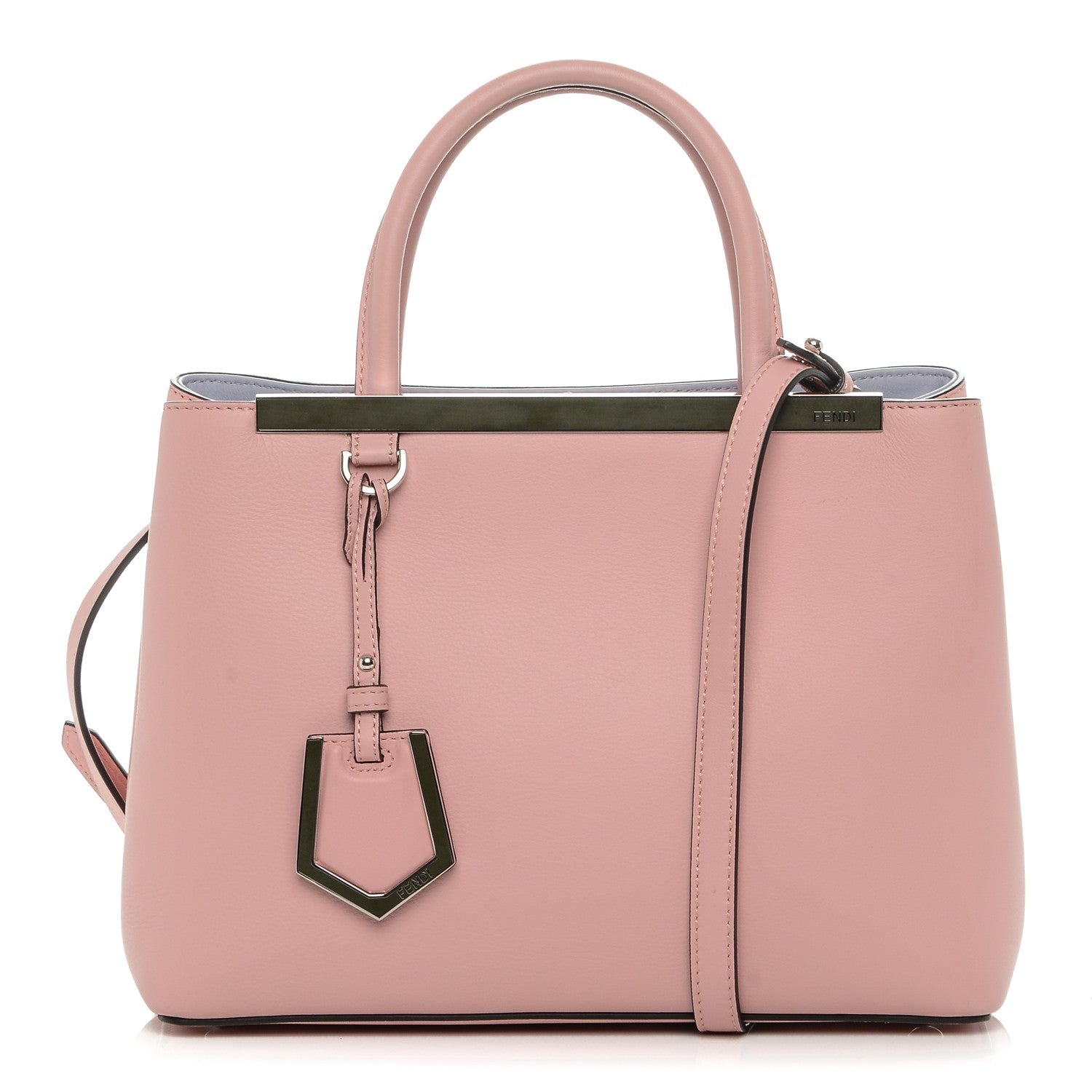 Fendi Vitello Dolce Century Petite 2Jours Tote Bubblegum Lilla Oliva 1 of 8