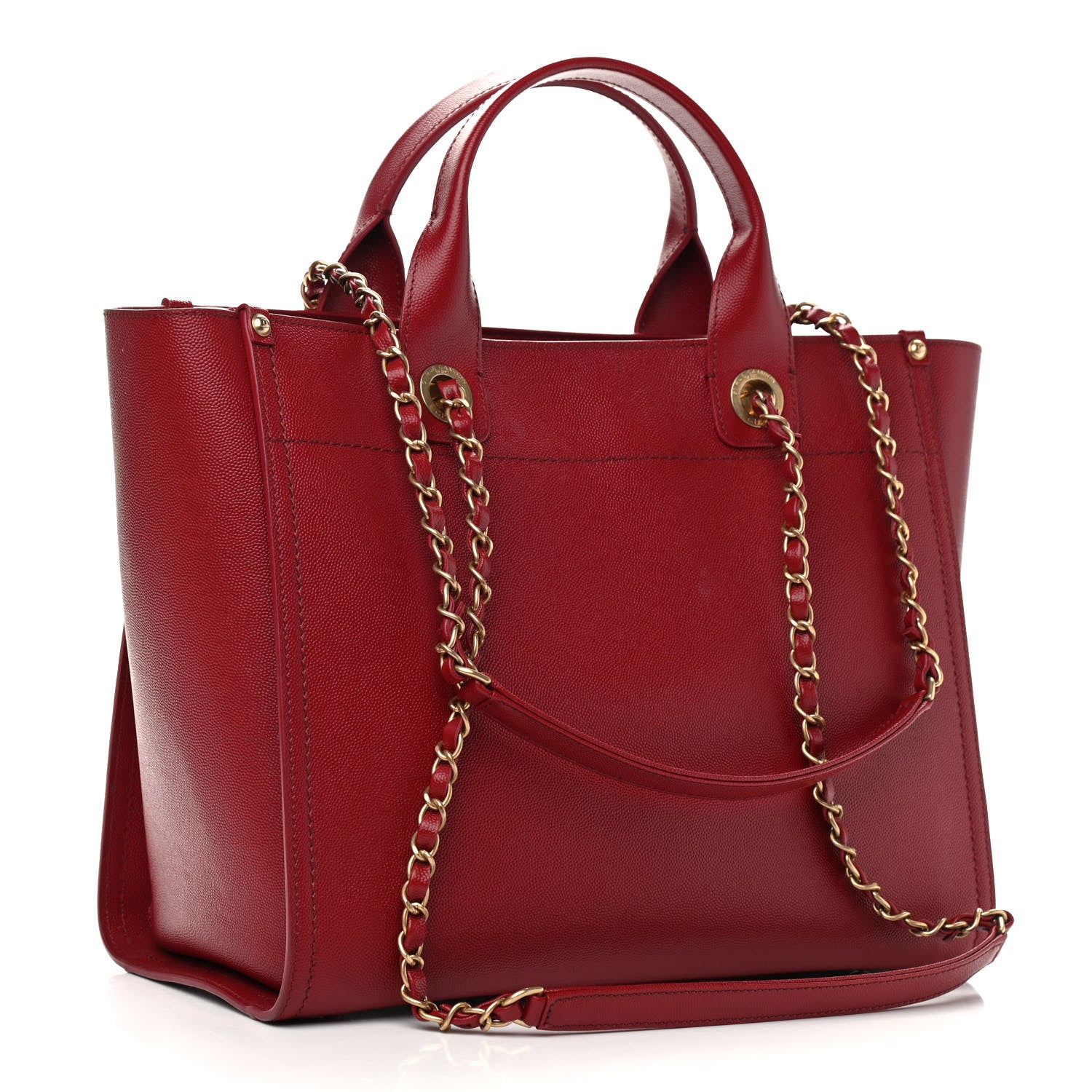 Chanel Caviar Small Studded Deauville Tote Red 3 of 11