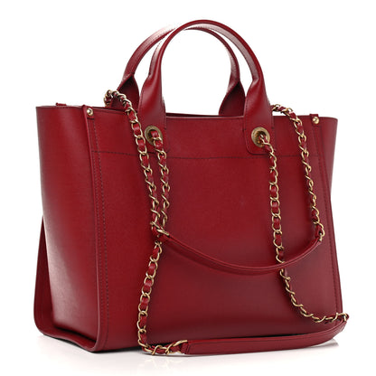 Chanel Caviar Small Studded Deauville Tote Red 3 of 11