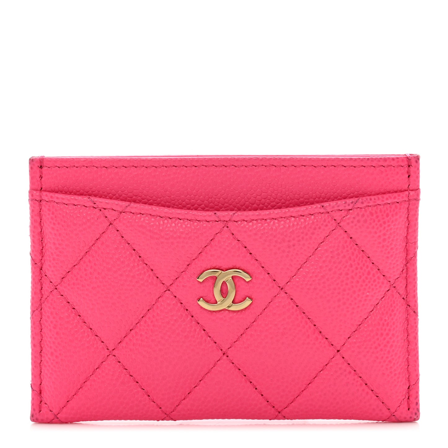 Caviar Quilted Card Holder Dark Pink