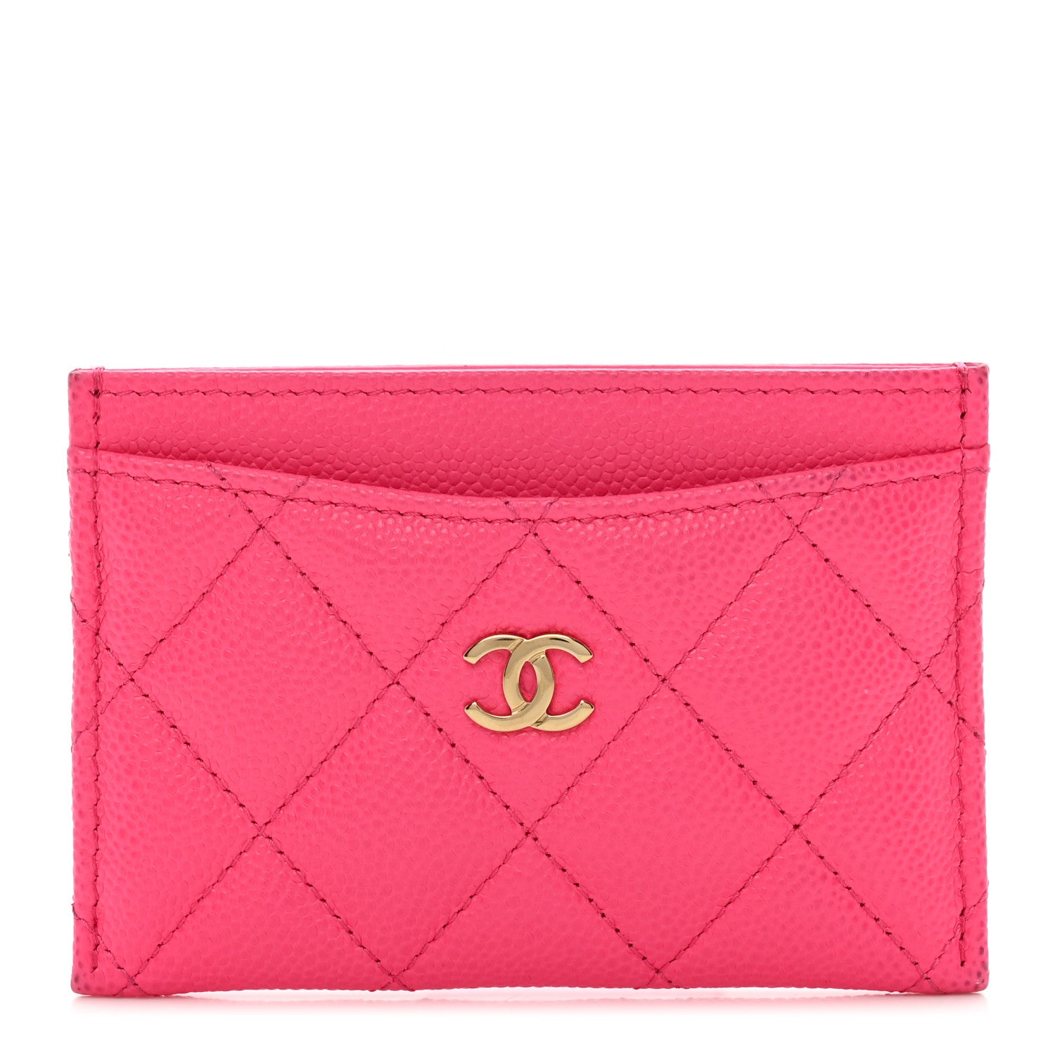 Chanel Caviar Quilted Card Holder Dark Pink 1 of 10