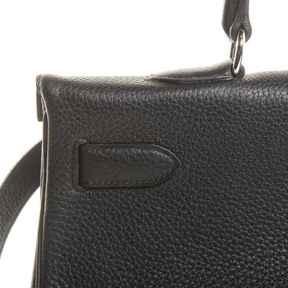 Hermes Taurillon Clemence Shoulder Kelly 40 Black 16 of 26