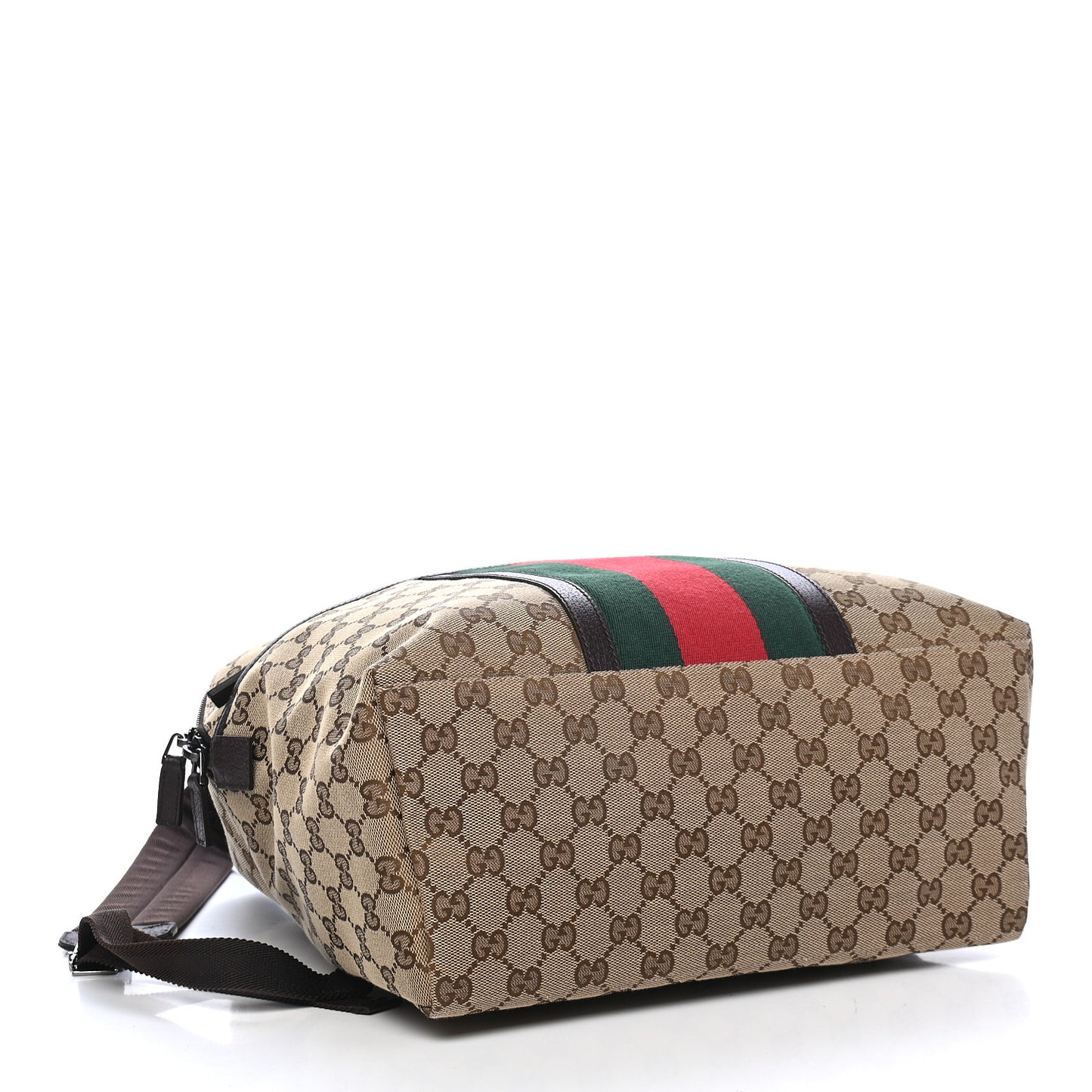 GG Monogram Web Medium Classic Backpack Brown