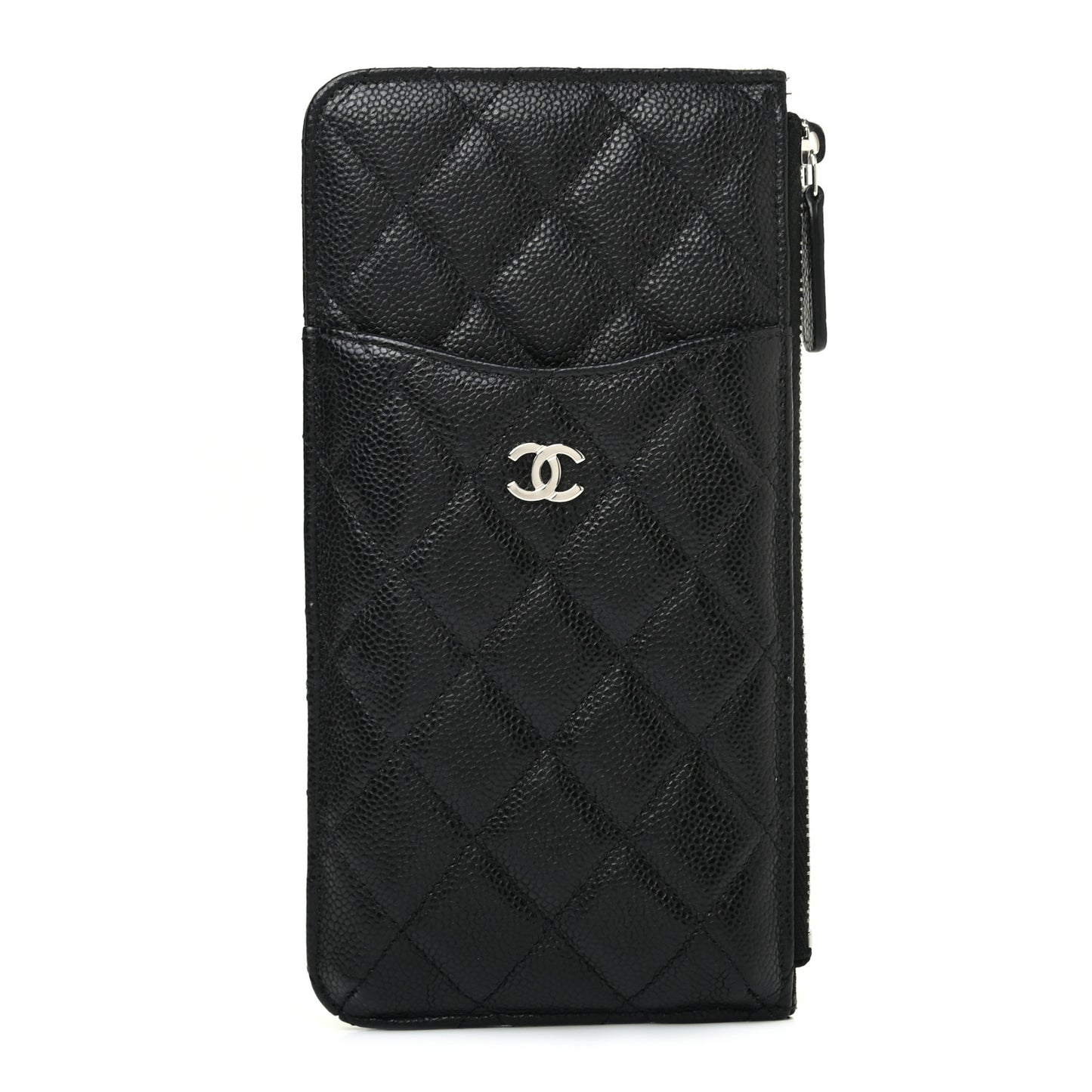 Caviar Quilted Classic Flat Wallet Pouch Black