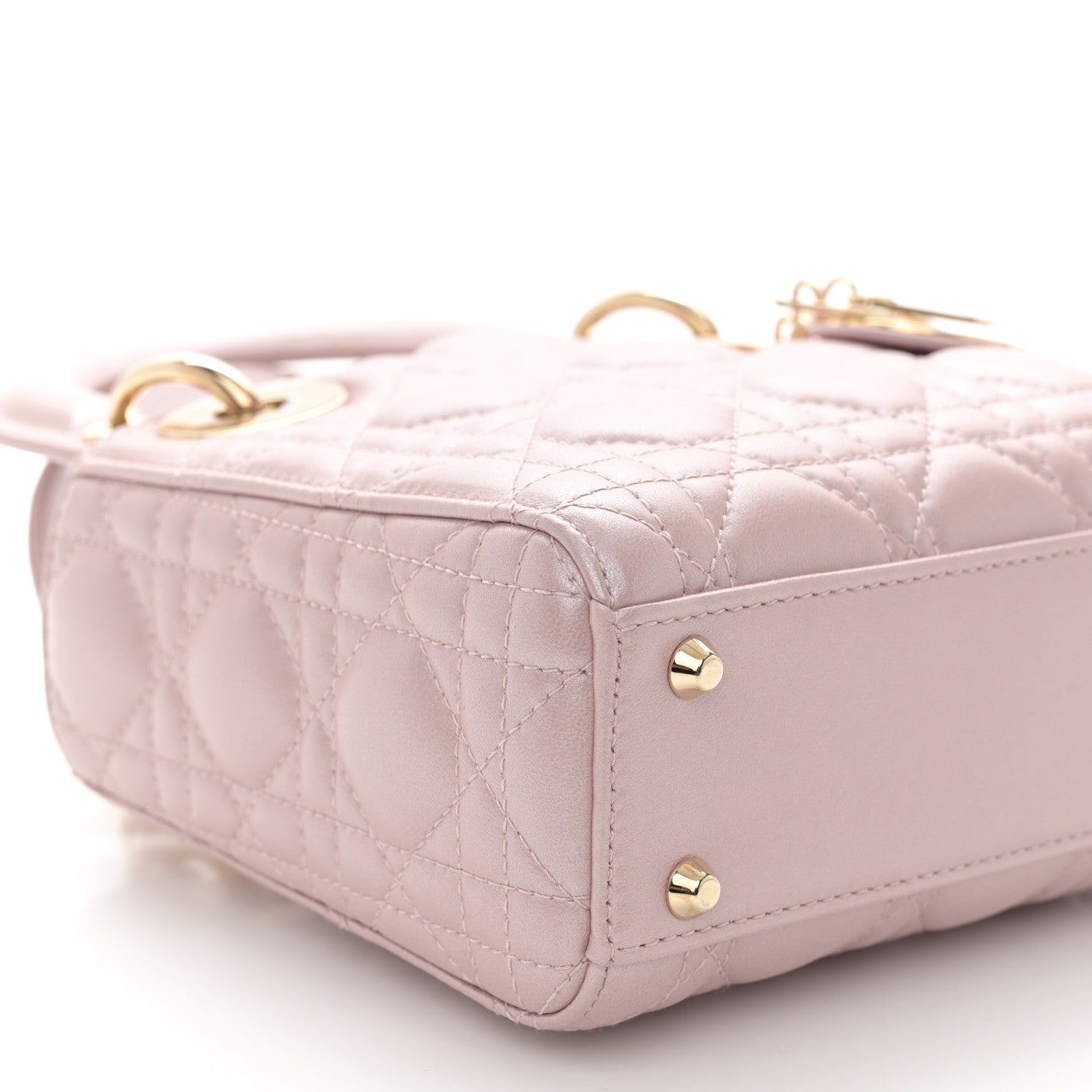 Christian Dior Metallic Lambskin Cannage Mini Lady Dior Lotus 9 of 11