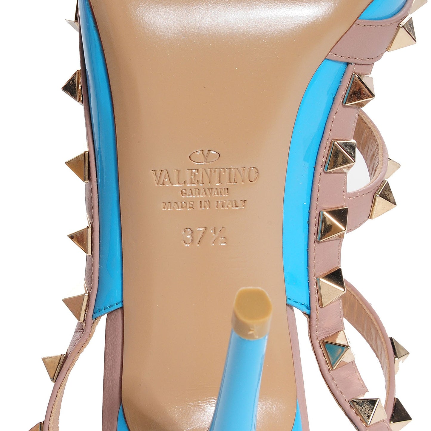 Patent Nappa Rockstud Ankle Strap 100mm Pumps 37.5 Parrot Poudre