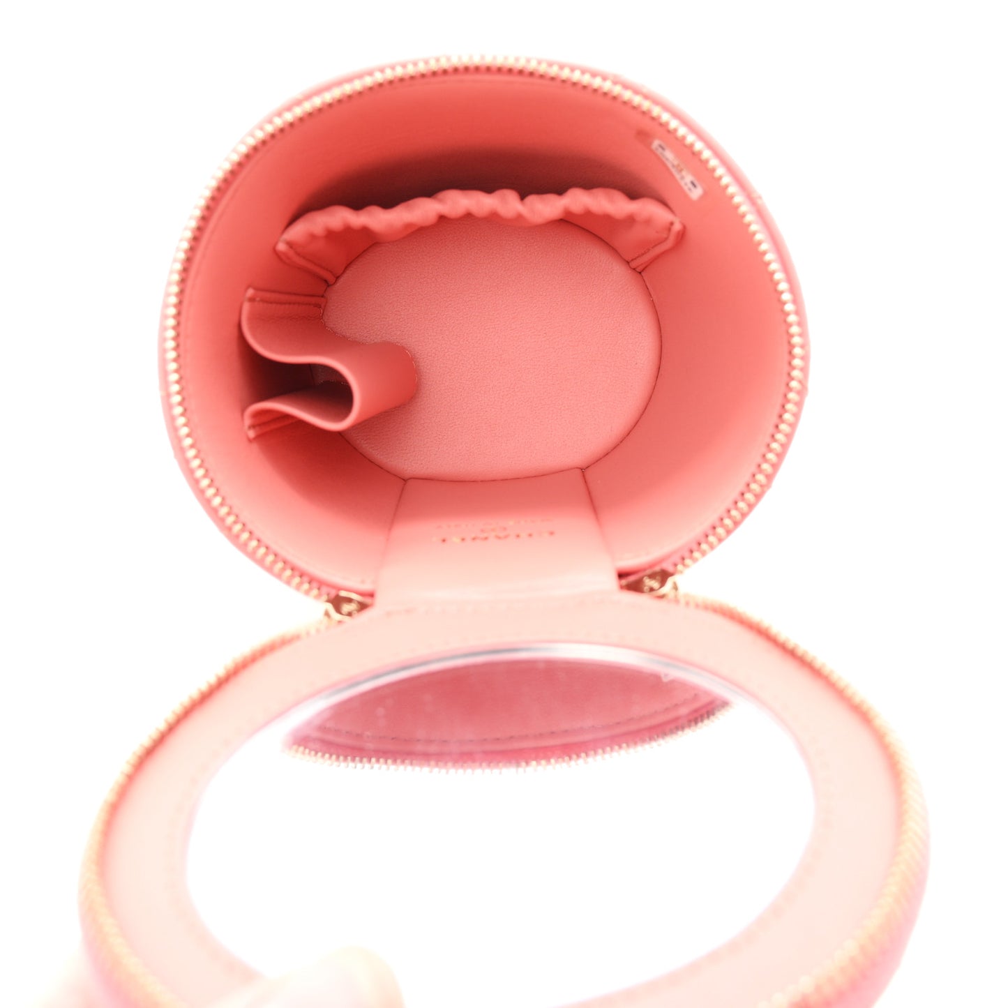 Lambskin Quilted Afternoon Tea Top Handle Vanity Case With Chain  Light Pink