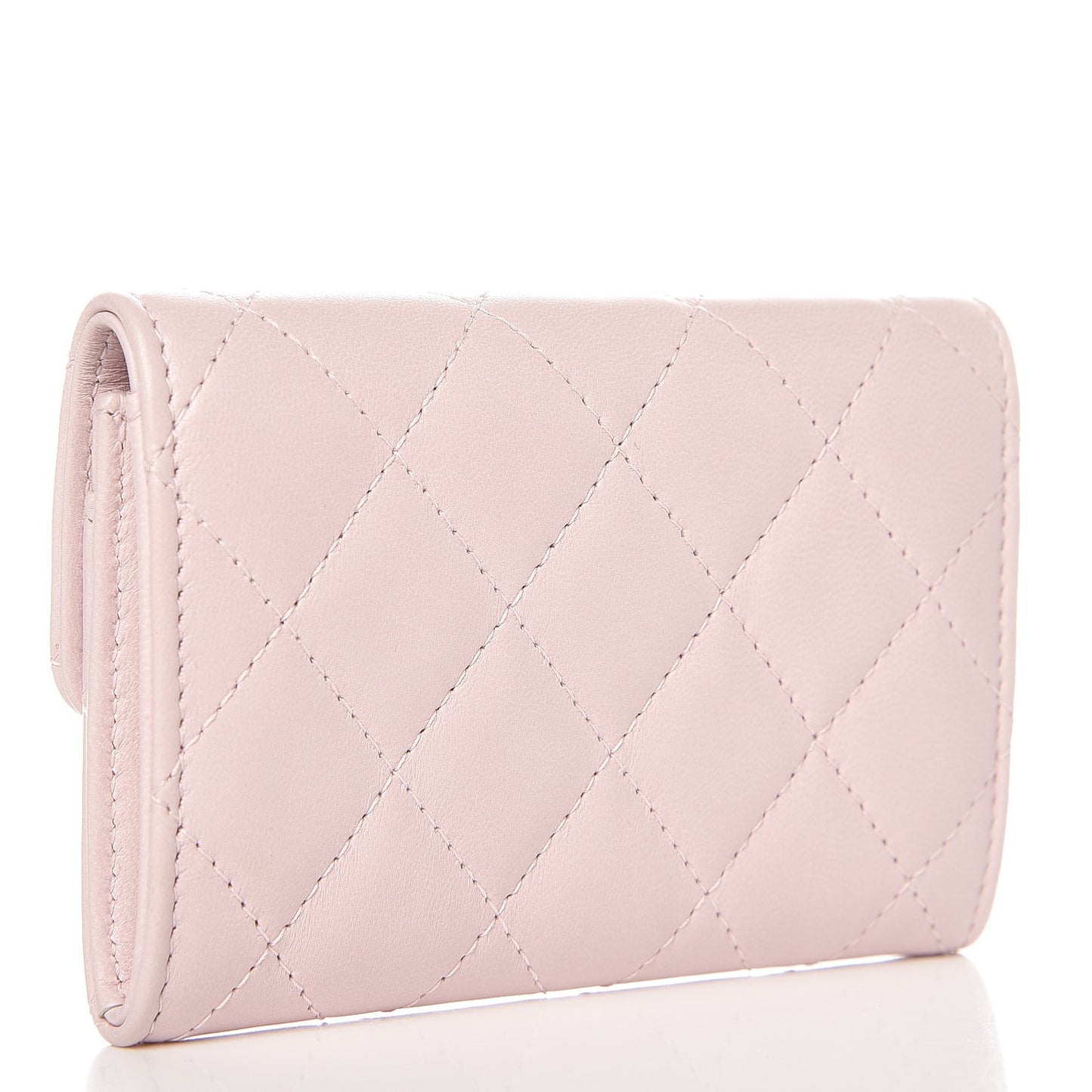 Lambskin Quilted Card Holder Light Pink