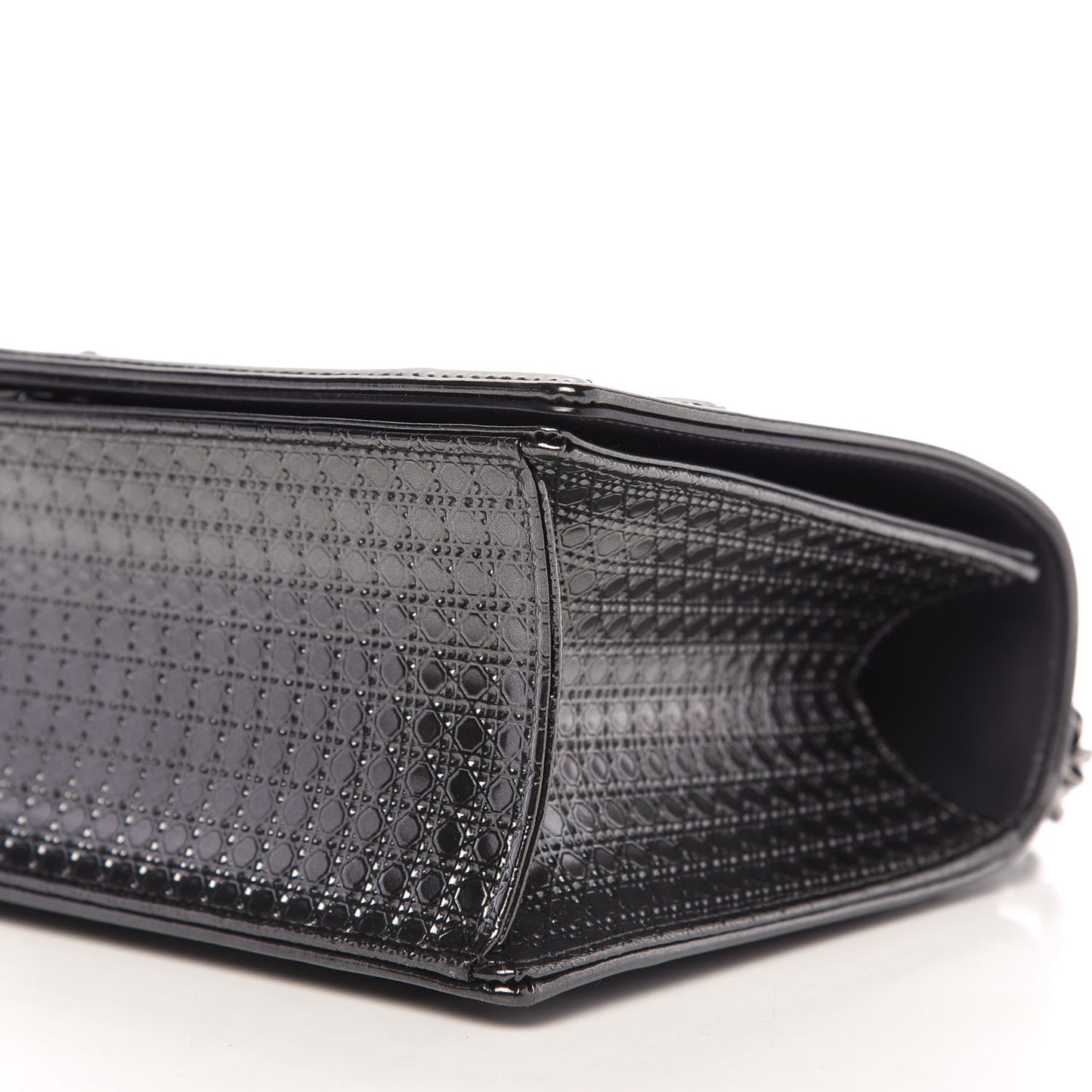 Metallic Patent Micro-Cannage Medium Diorama Flap Bag Onyx Black