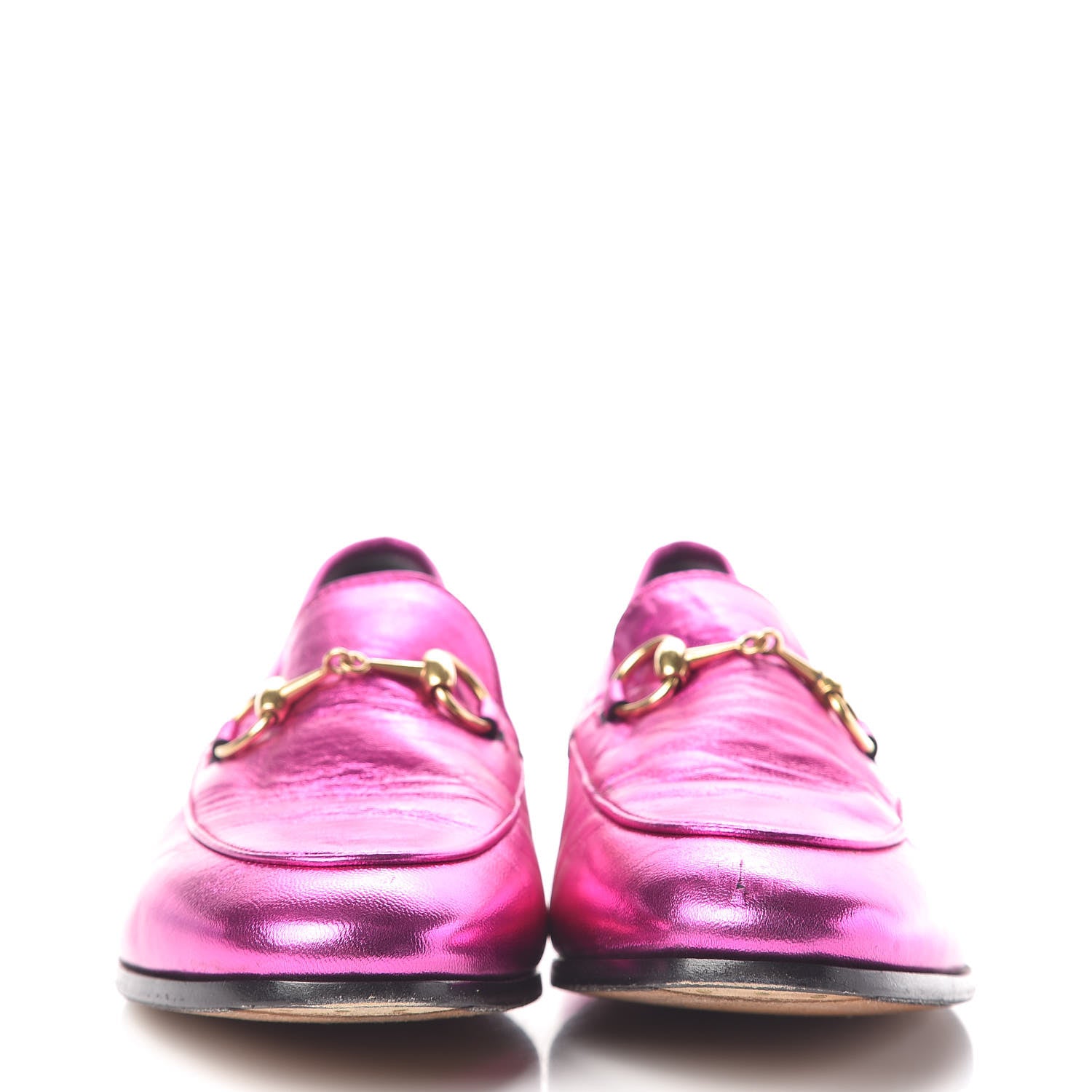 Gucci Metallic Nappa Womens Jordaan Loafers 35.5 Fuxia 2 of 12
