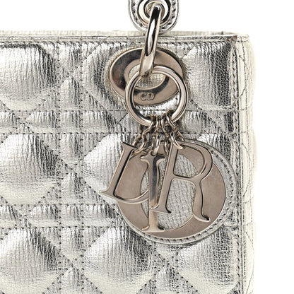 Christian Dior Metallic Grained Calfskin Cannage Small Lucky Badges My Lady Dior Silver 7 of 11