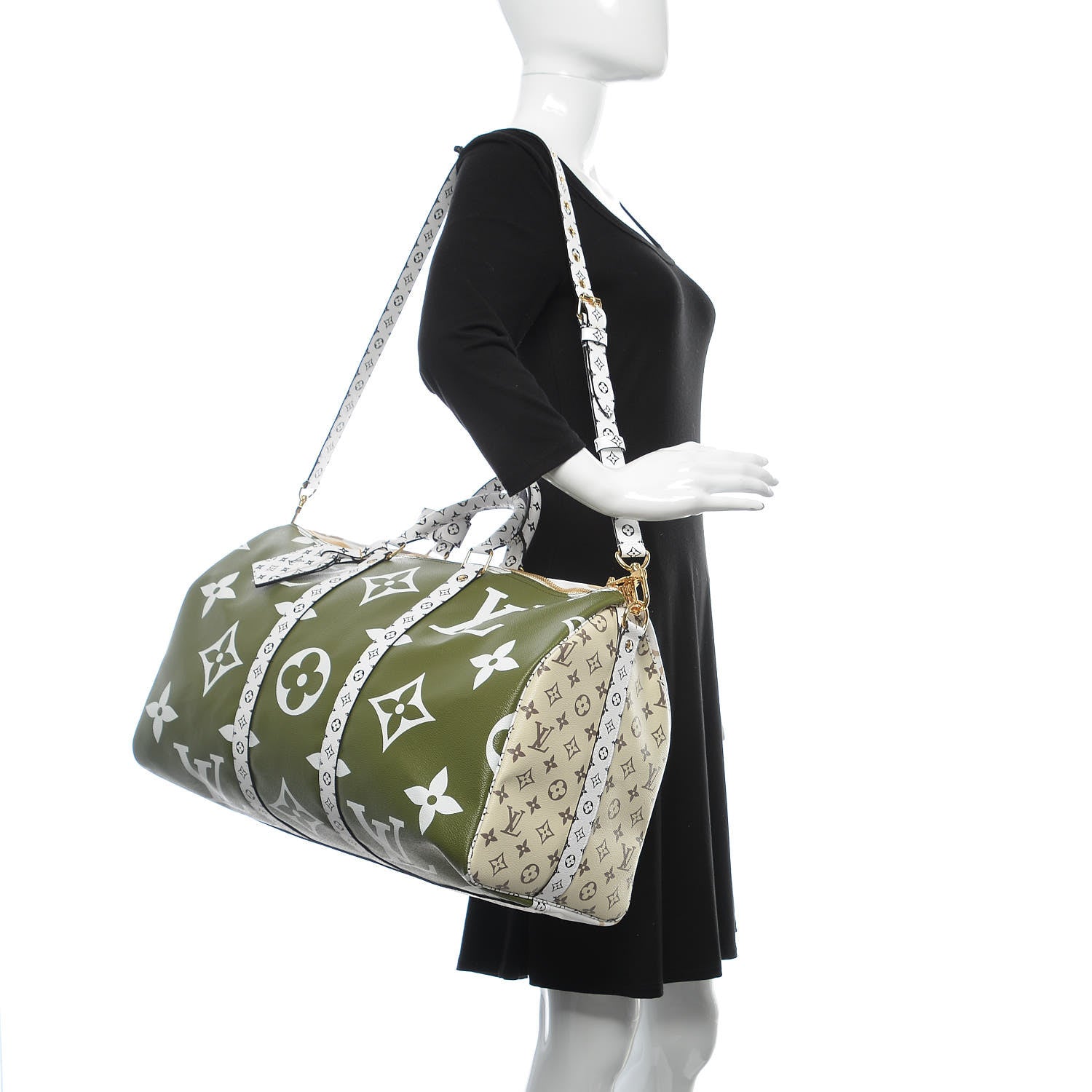 Louis Vuitton Monogram Giant Keepall Bandouliere 50 Kaki Beige 2 of 9