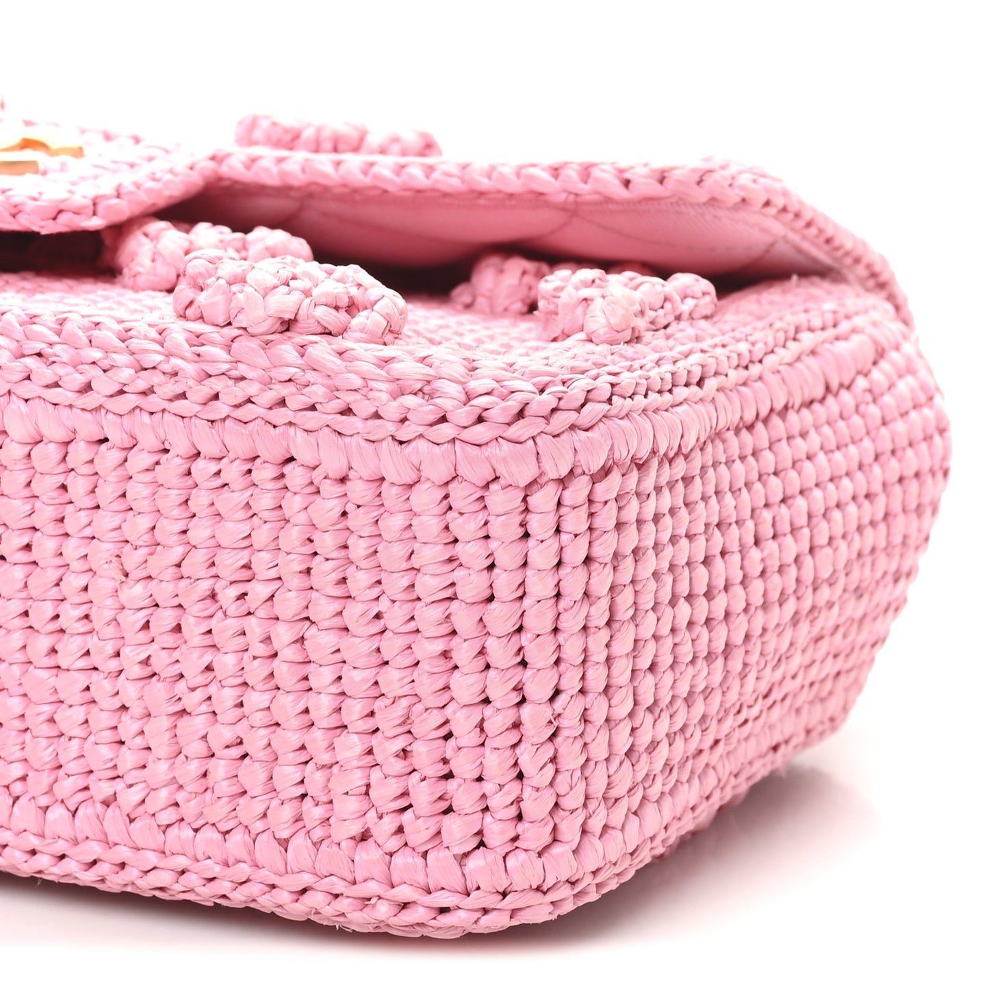 Raffia Small Dolce Raffia Flap Bag Pink