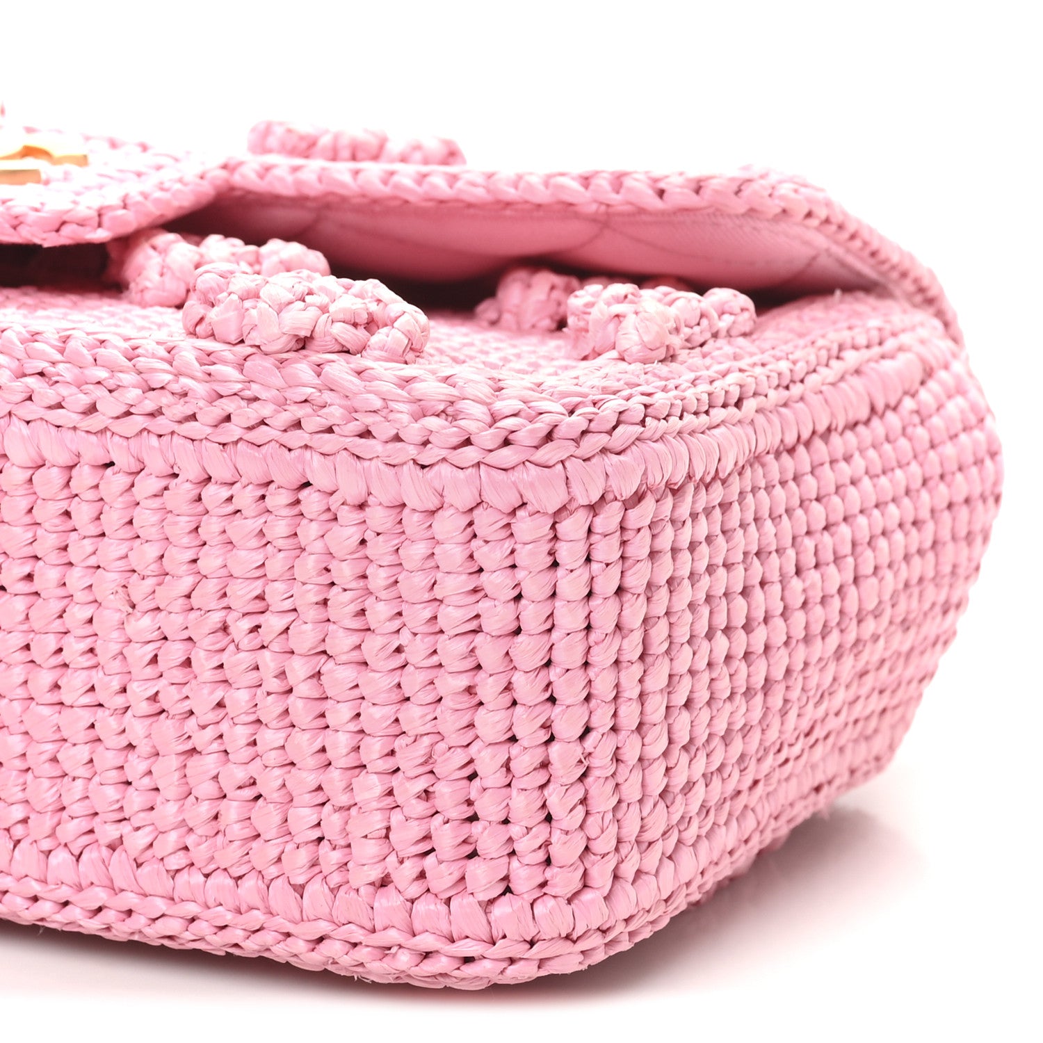 Chanel Raffia Small Dolce Raffia Flap Bag Pink 10 of 11