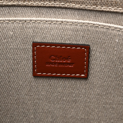 Chloe Cotton Calfskin Medium Woody Ribbon Tote White Brown 6 of 9