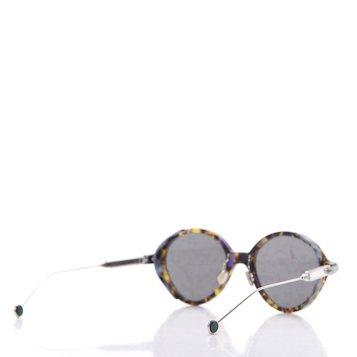 Acetate Leaf Print Umbrage Round Sunglasses Green Foliage