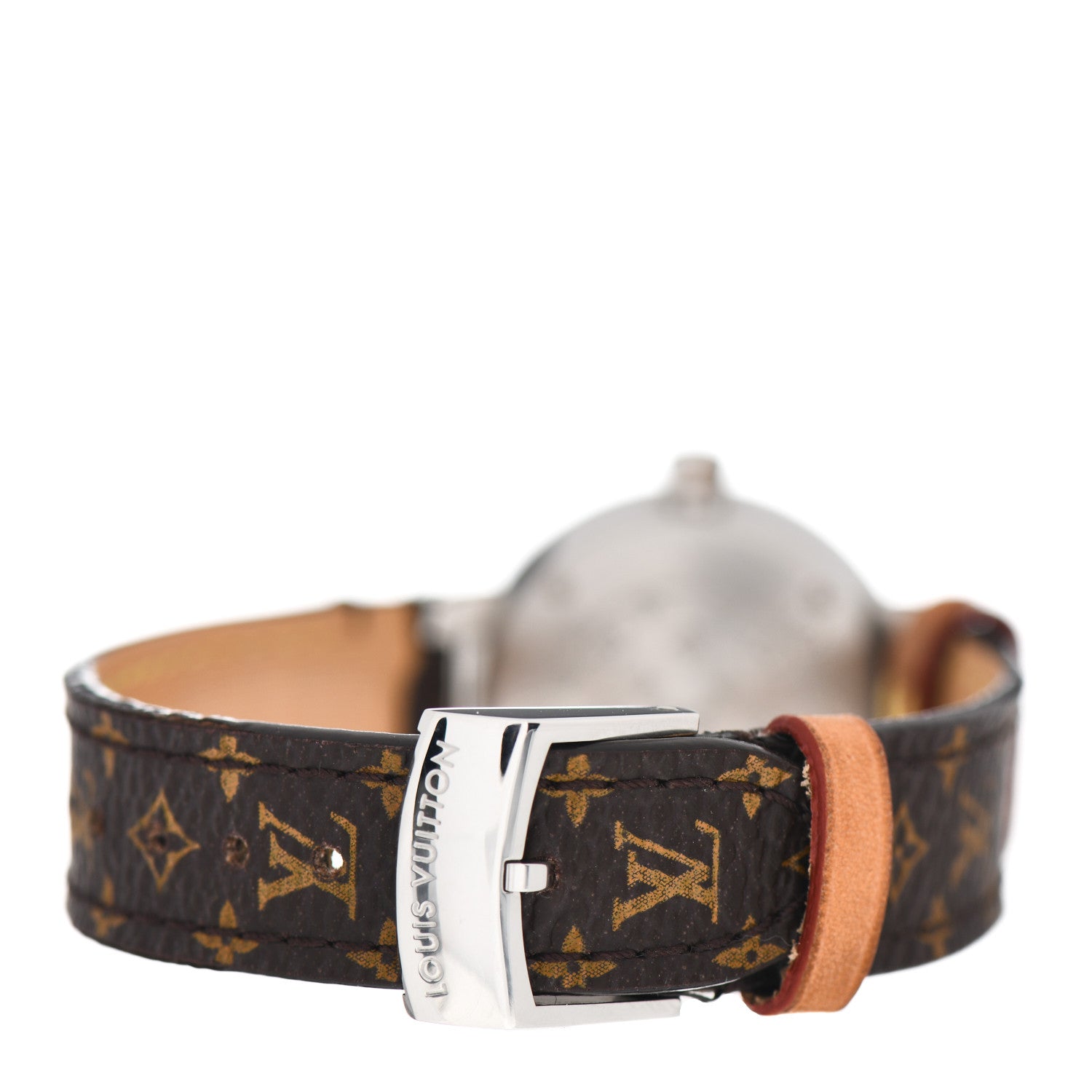 Louis Vuitton Stainless Steel Monogram Diamond 28mm Tambour Slim Quartz Watch 3 of 4