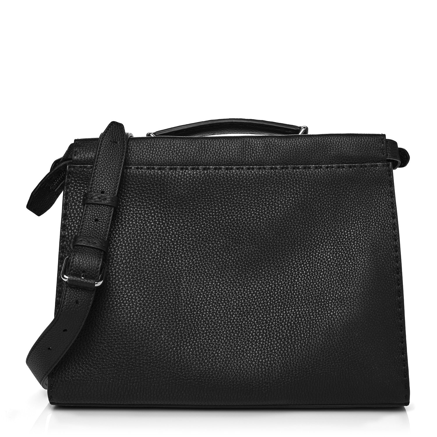 Fendi Cuoio Romano Selleria Monster Eyes Large Peekaboo Iconic Fit Satchel Black 1 of 12