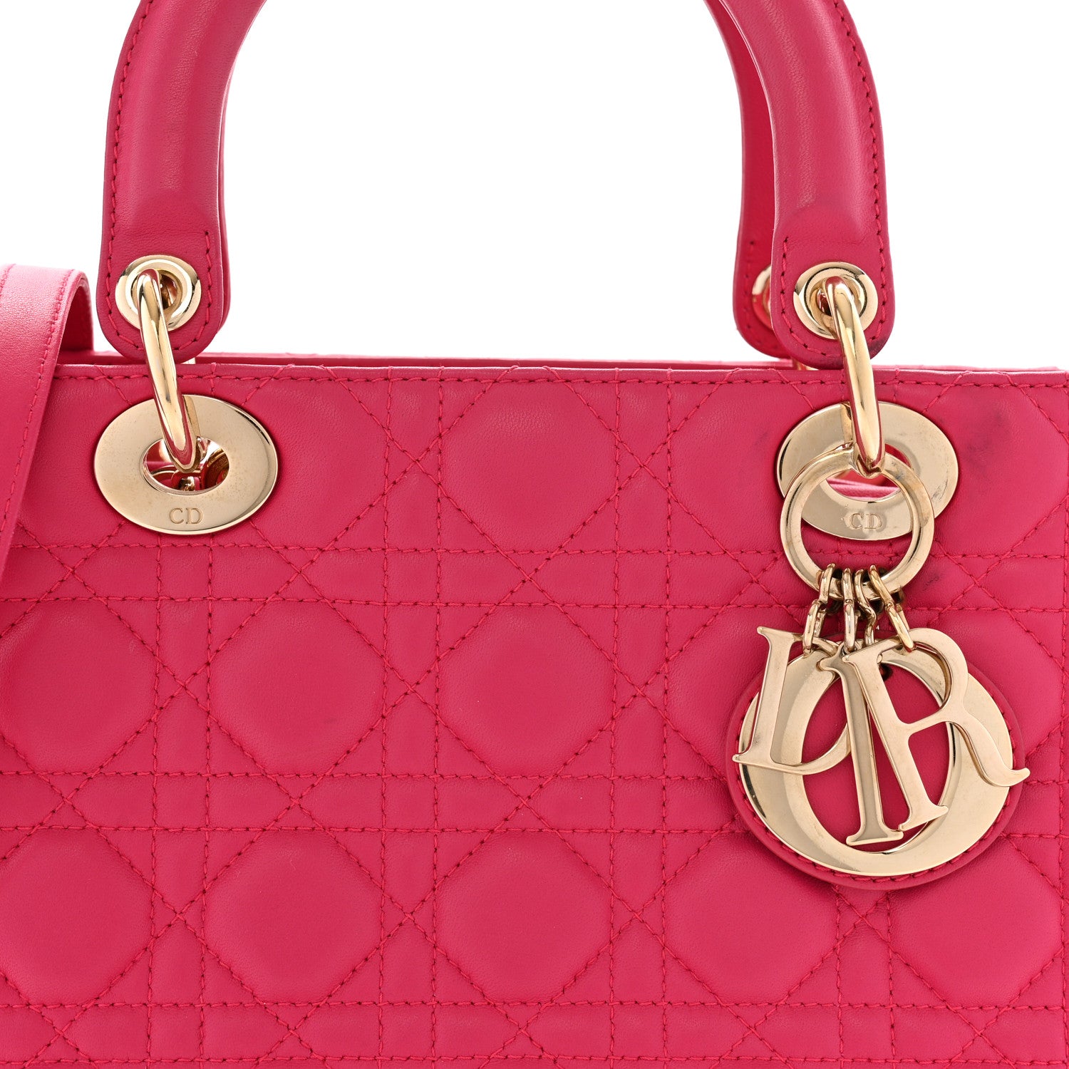 Christian Dior Lambskin Cannage Medium Lady Dior Fuchsia 8 of 14
