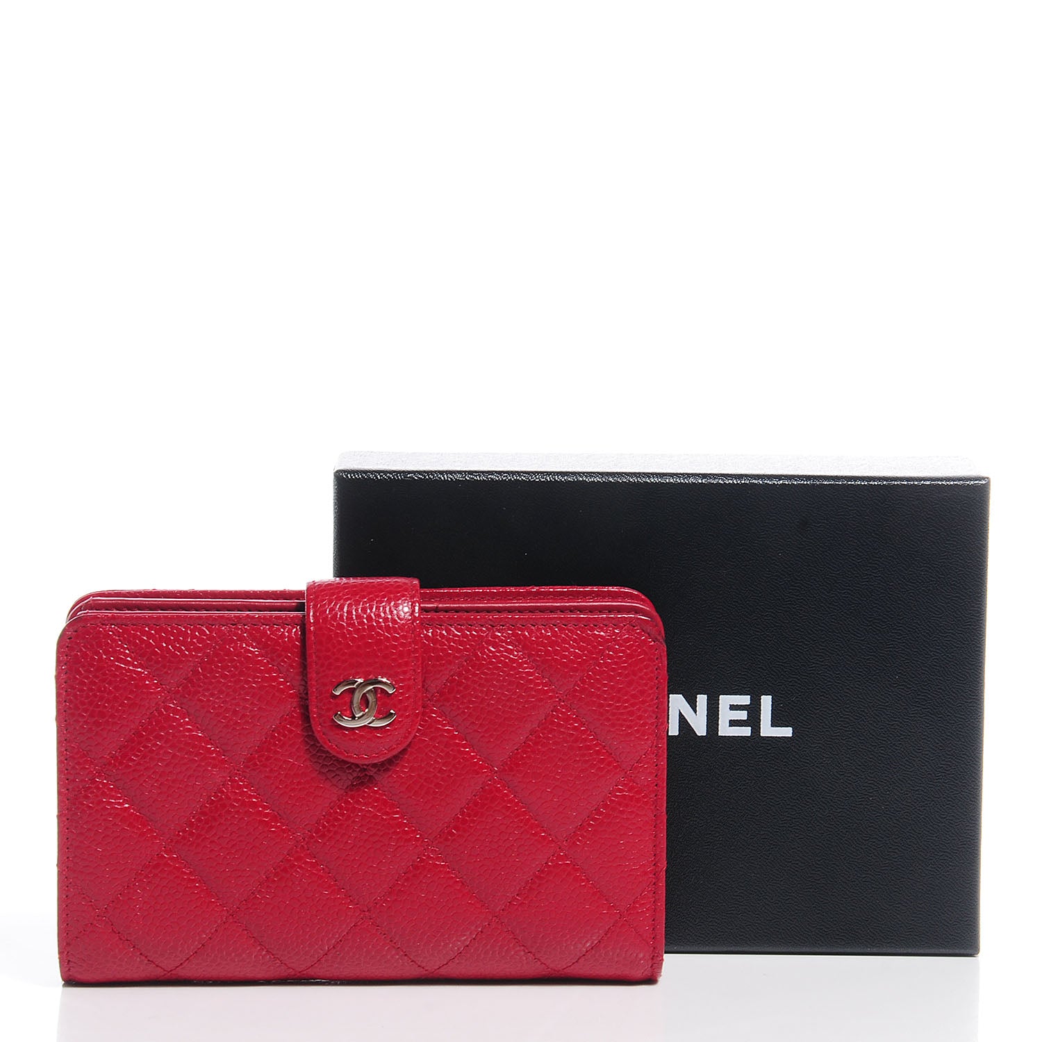 Chanel Caviar Quilted Zipped Pocket Wallet Red 5 of 10