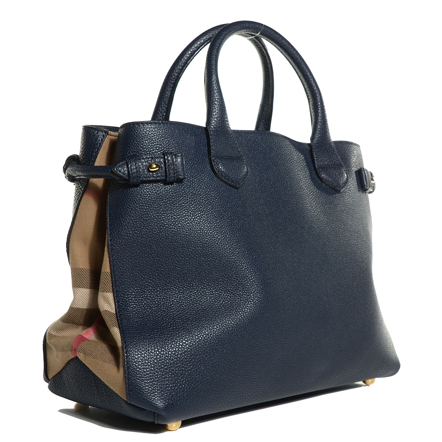 Burberry Grainy Calfskin House Check Medium Banner Tote Ink Blue 2 of 11