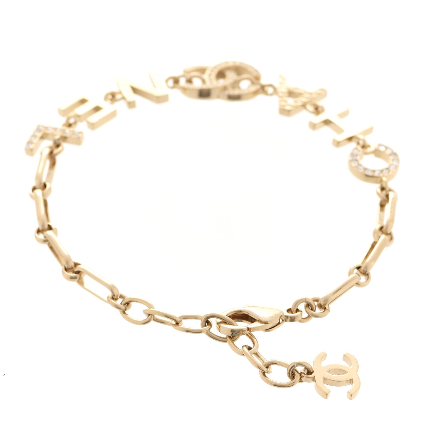 Metal Logo CC Chain Bracelet Gold