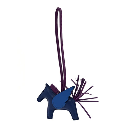 Hermes Milo Lambskin Grigri Rodeo Pegase Horse Bag Charm MM Bleu Saphir Violet Bleu France 1 of 5