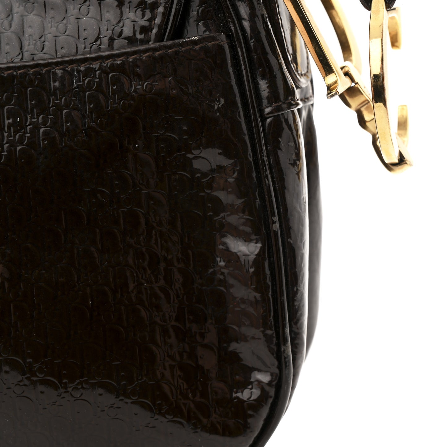 Patent Diorissimo Double Saddle Bag Dark Brown
