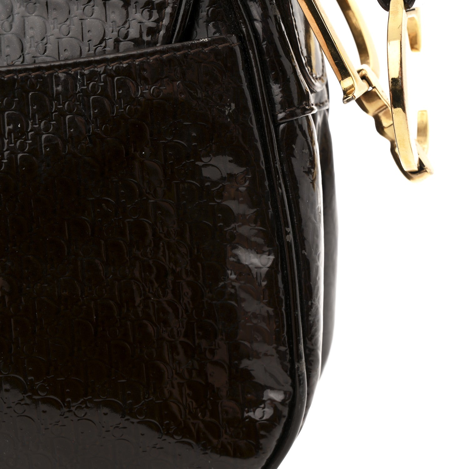 Christian Dior Patent Diorissimo Double Saddle Bag Dark Brown 11 of 11