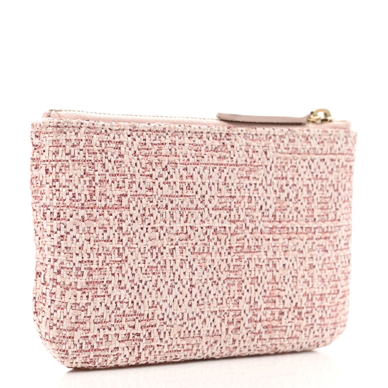 Chanel Woven Straw Raffia Deauville Cosmetic Pouch Pink 3 of 9