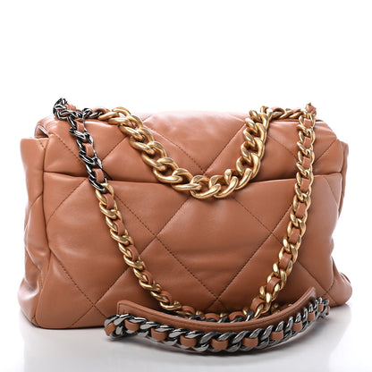 Chanel Lambskin Quilted Large Chanel 19 Flap Brown 3 of 9