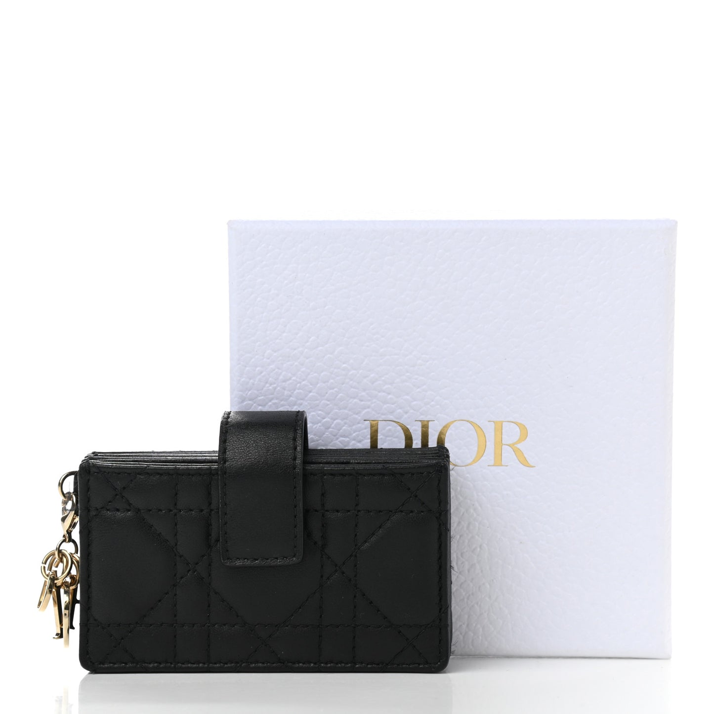 Lambskin Cannage Lady Dior 5-Gusset Card Holder Black