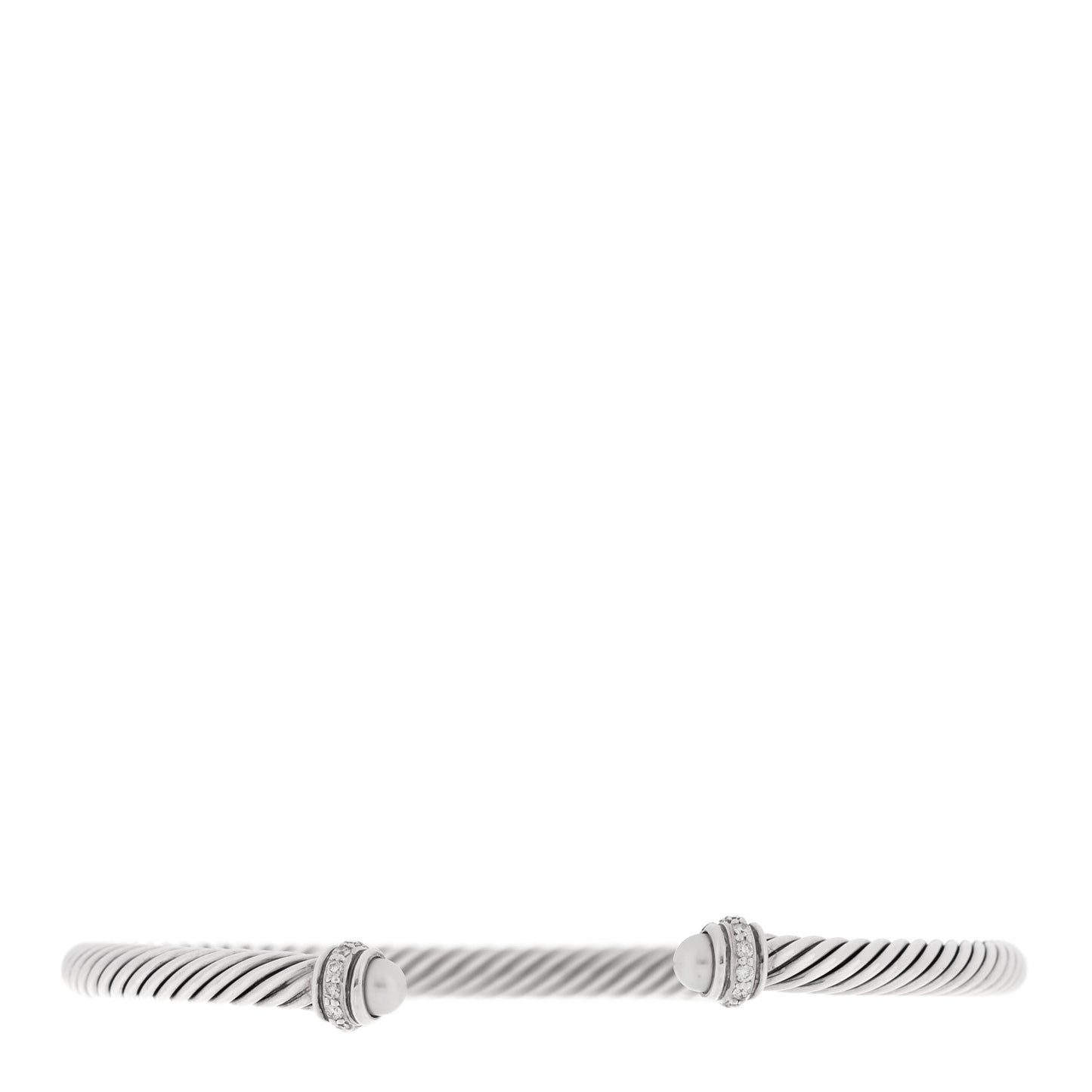 Sterling Silver Cultured Pearl Diamond 4mm Cable Classics Bracelet