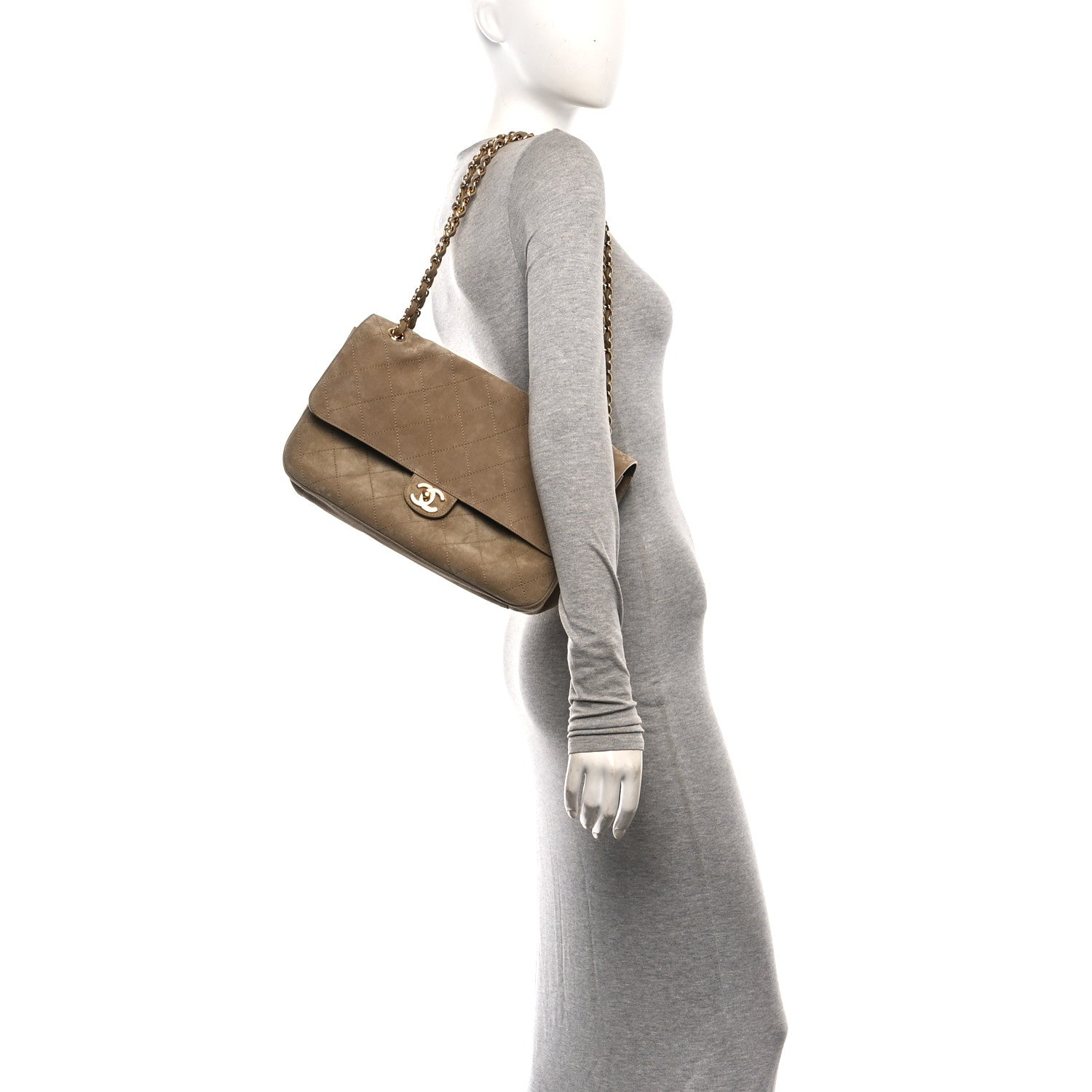 Chanel Suede Calfskin Small Souplissimo Maxi Flap Dark Beige 2 of 10