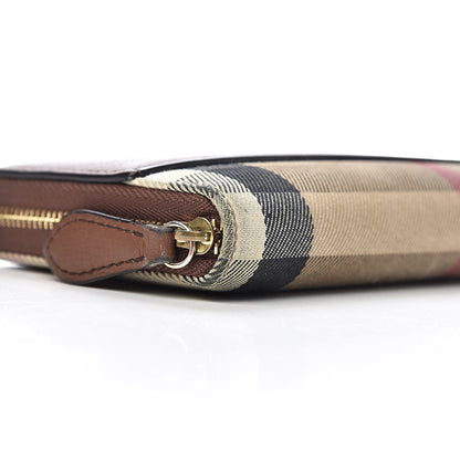Burberry Calfskin House Check Elmore Zip Around Wallet Tan 10 of 12