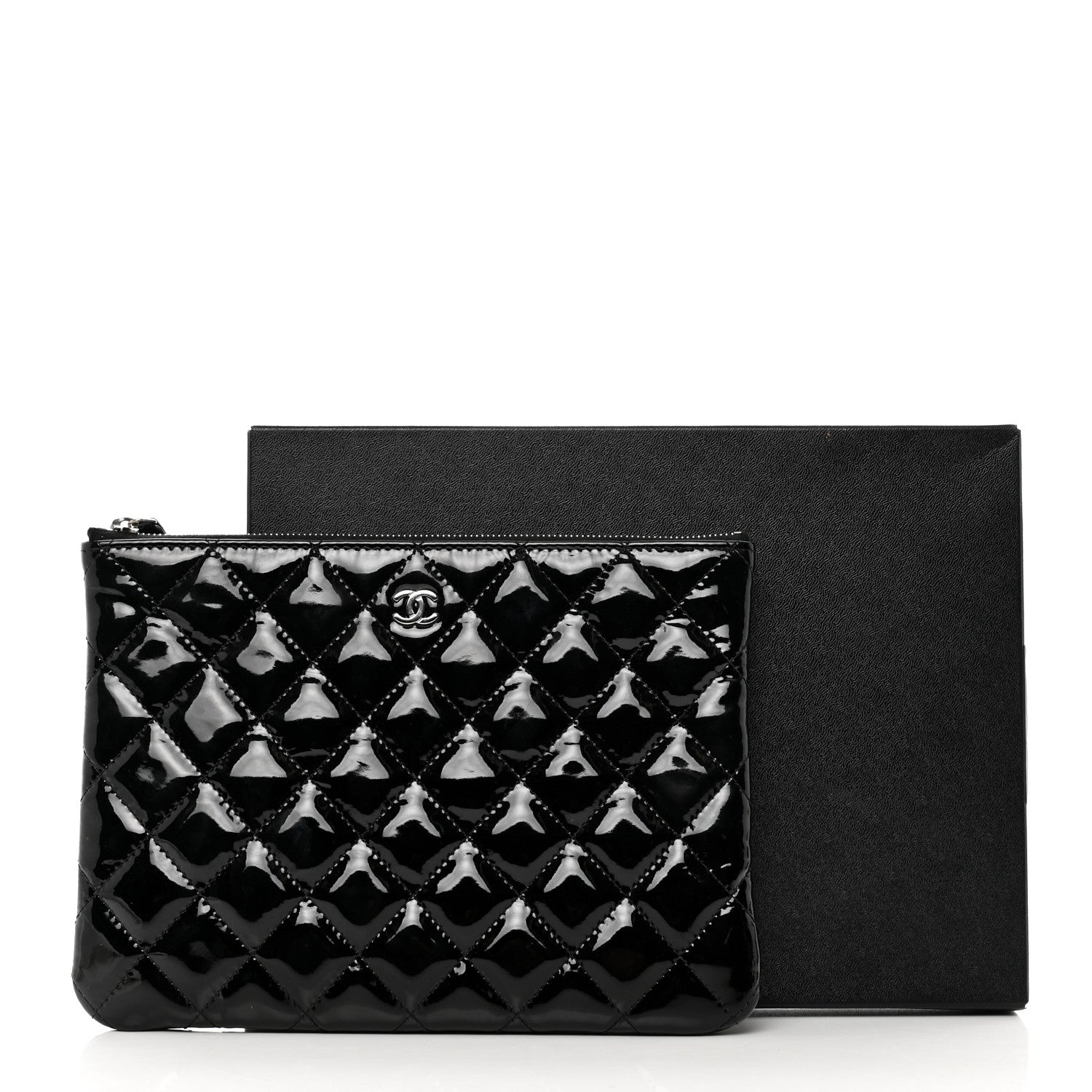 Chanel Patent Calfskin Quilted Medium Cosmetic Case Black 8 of 8