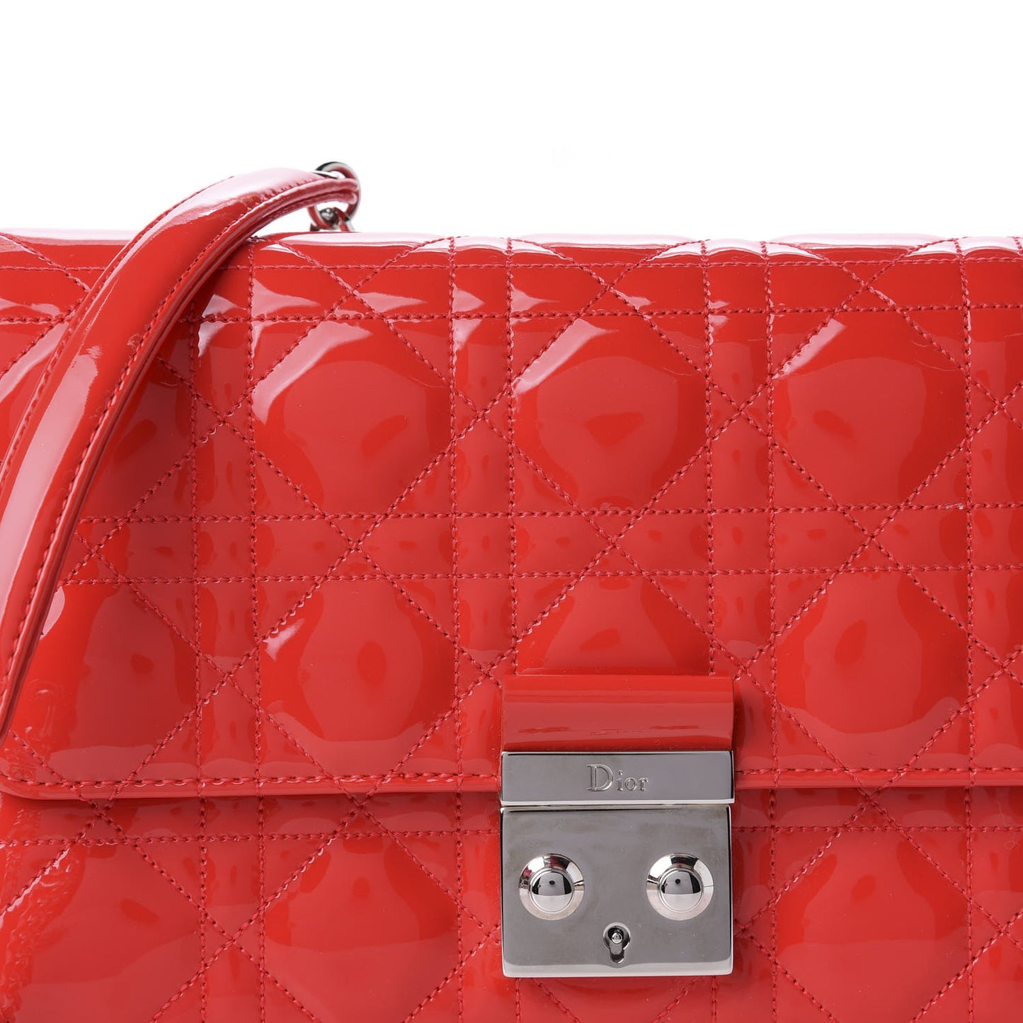 Patent Cannage Miss Dior Promenade Pouch Red