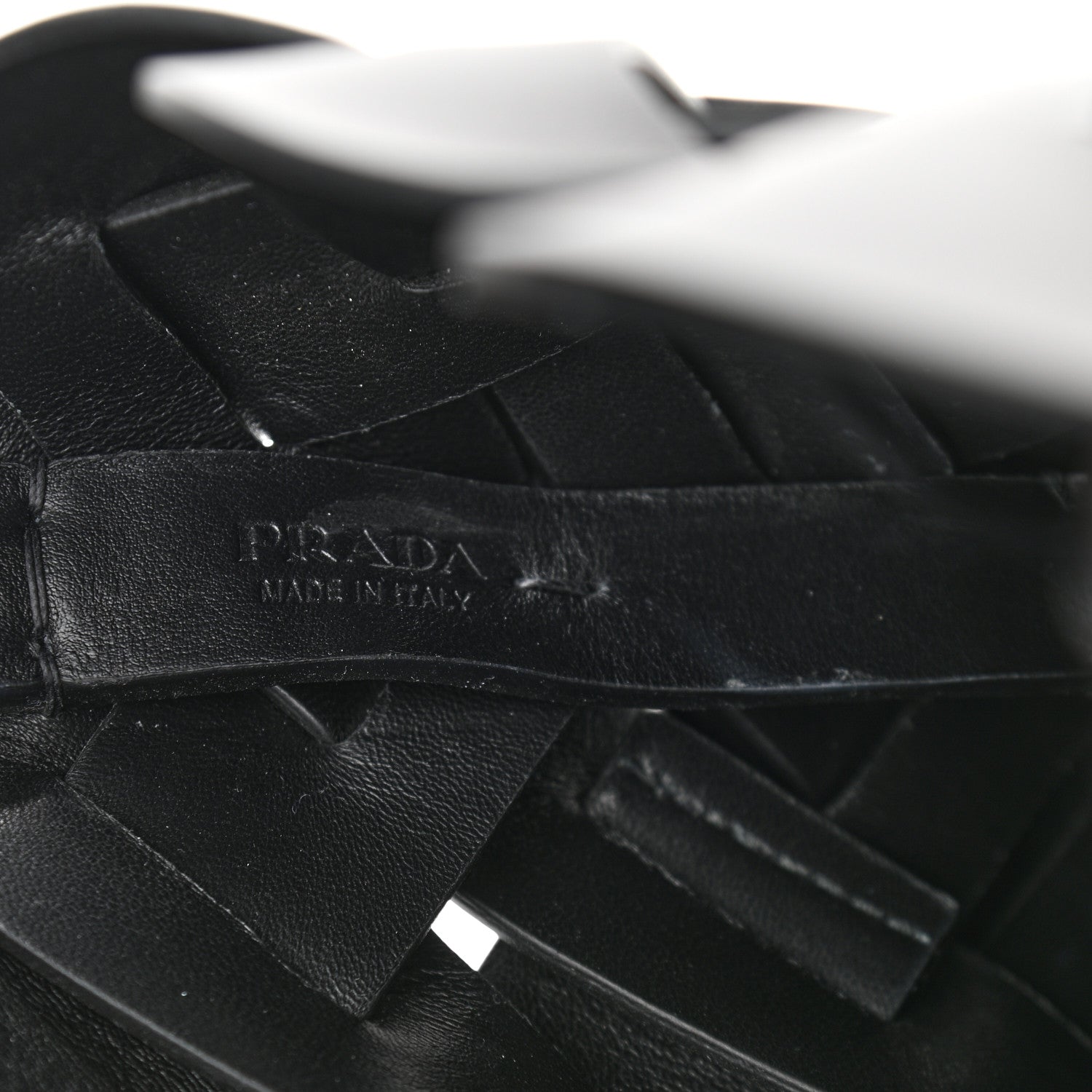 Prada Vitello Intreccio Bucket Bag Black 7 of 11