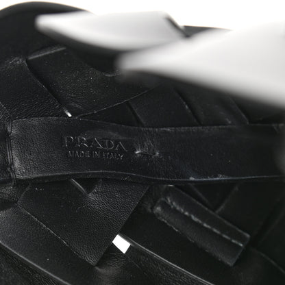 Prada Vitello Intreccio Bucket Bag Black 7 of 11