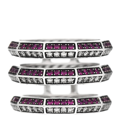 David Yurman Sterling Silver Diamond Ruby Stax Three Row Ring 51 5.75 1 of 4