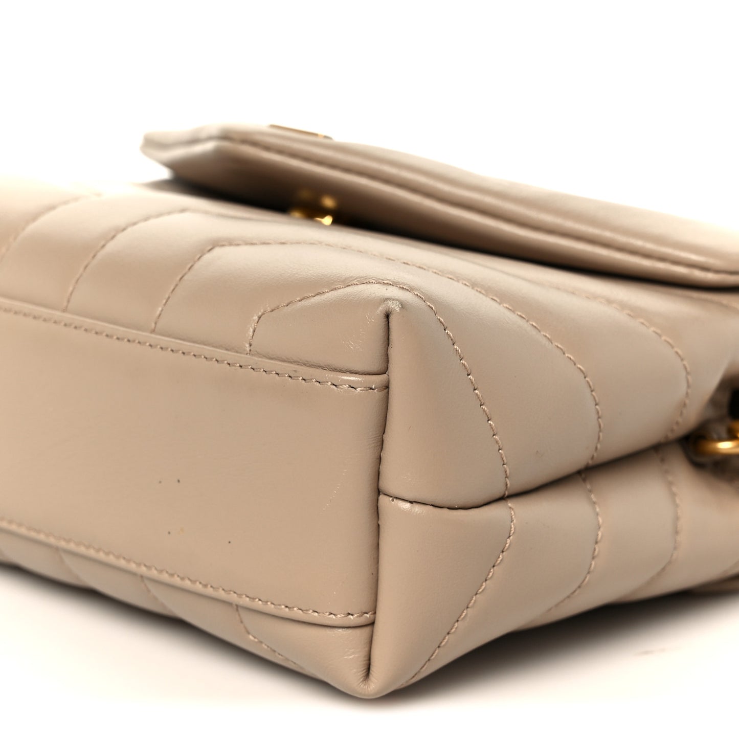 Calfskin Y Quilted Monogram Toy Loulou Crossbody Bag Dark Beige