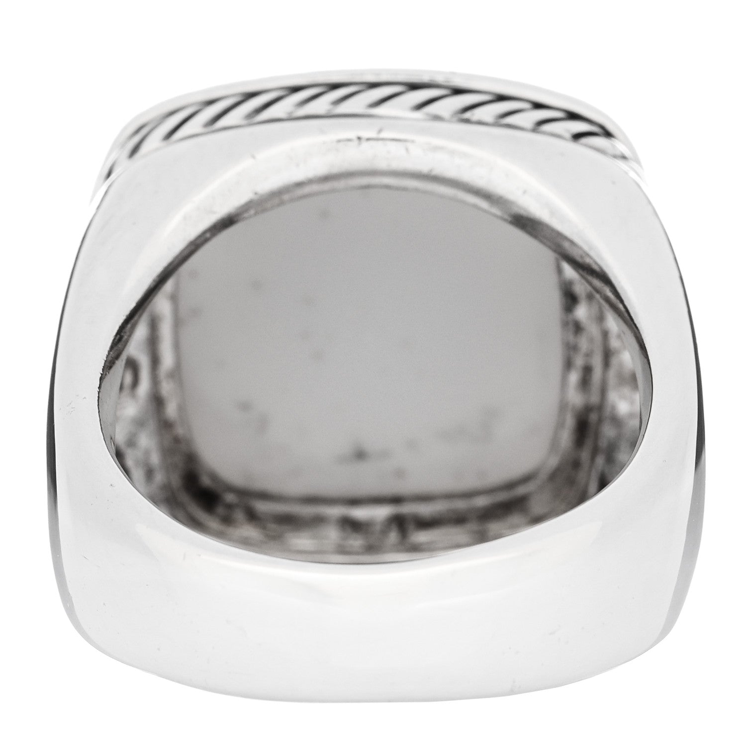 David Yurman Sterling Silver Diamond White Agate 14mm Albion Ring 54 7 4 of 6