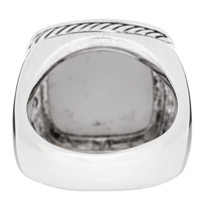 David Yurman Sterling Silver Diamond White Agate 14mm Albion Ring 54 7 4 of 6