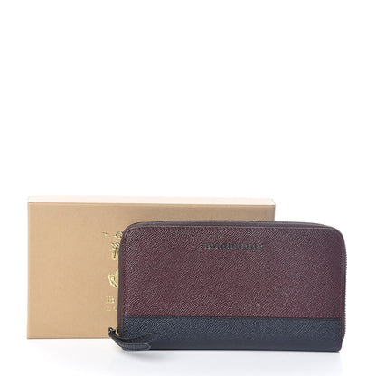 Burberry Calfskin Zip Around Wallet Burgundy Blue 7 of 7